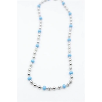 Turkuaz Boncuk Kolye - Gümüş