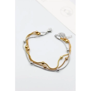 Üç Zincirli Toplu Çelik Bileklik - ÇOK RENKLİ