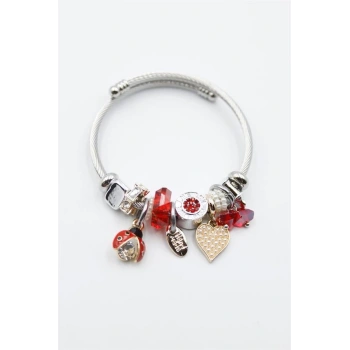 Uğur Böceği Charmlı Bilezik - Kırmızı