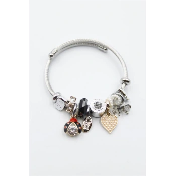 Uğur Böceği Charmlı Bilezik - Siyah