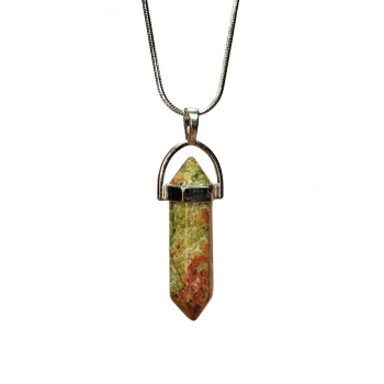 Unakit Doğal Taşı Zincirli El Yapımı Kolye Uç: 3 cm Zincir: 20 cm Kutulu