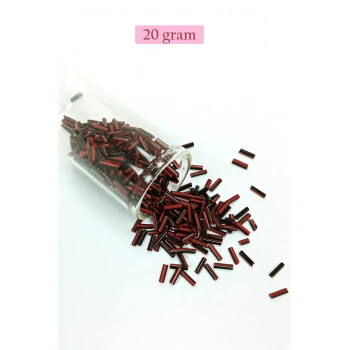 Uzun Boru Kesme Boncuk Çap 2mm Uzunluk 10 mm - 20 Gram - Kırmızı Siyah - BNC252