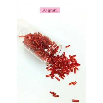 Uzun Boru Kesme Boncuk Çap 2mm Uzunluk 10 mm - 20 Gram - Şeffaf Kırmızı - BNC260