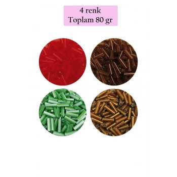 Uzun Boru Kesme Boncuk Çap 2mm Uzunluk 10 mm - 4 Renk - Toplam 80 Gram - BNC431