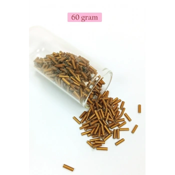 Uzun Boru Kesme Boncuk Çap 2mm Uzunluk 10 mm - 60 Gram - Gold - BNC287