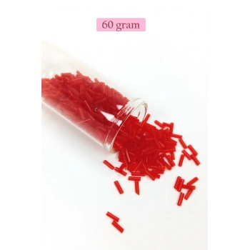 Uzun Boru Kesme Boncuk Çap 2mm Uzunluk 10 mm - 60 Gram - Kırmızı - BNC284