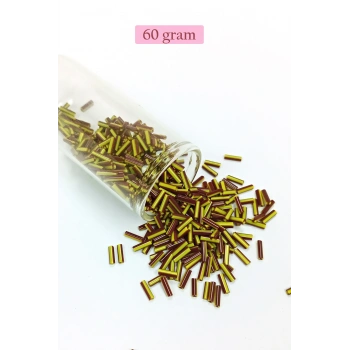 Uzun Boru Kesme Boncuk Çap 2mm Uzunluk 10 mm - 60 Gram - Koyu Kırmızı Sarı - BNC297