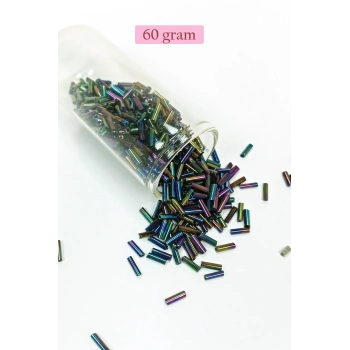 Uzun Boru Kesme Boncuk Çap 2mm Uzunluk 10 mm - 60 Gram - Mavi Yeşil - BNC269