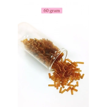 Uzun Boru Kesme Boncuk Çap 2mm Uzunluk 10 mm - 60 Gram - Şeffaf Gold - BNC293
