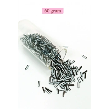 Uzun Boru Kesme Boncuk Çap 2mm Uzunluk 10 mm - 60 Gram - Siyah Beyaz - BNC290