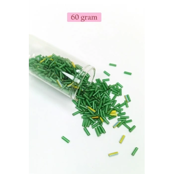 Uzun Boru Kesme Boncuk Çap 2mm Uzunluk 10 mm - 60 Gram - Yeşil - BNC295