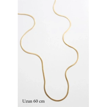 Uzun İnce İtalyan Zincir Kolye (60 cm) - Altın