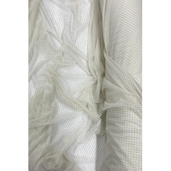 Yağmur Damlası Simli Abiye Elbise Şallık Tül Kumaş Ekru 12