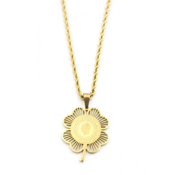 Yarımlık Yonca Kolye - Altın