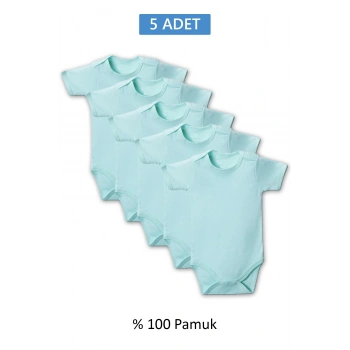Yeşil Yarım Kol Body Zıbın 2-7 YAŞ Çocuklar İçin (5 ADET) Alttan Çıtçıtlı Özel Gereksinimli