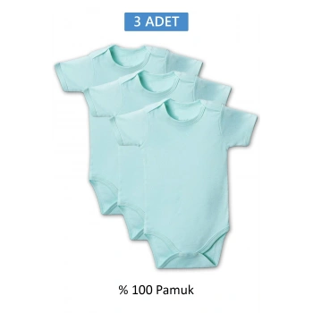 Yeşil Yarım Kol Body Zıbın 7-12 YAŞ Çocuklar İçin (3 ADET) Alttan Çıtçıtlı Özel Gereksinimli