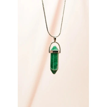 Yeşim Doğal Taşı Zincirli El Yapımı Tasarımlı Kolye Uç: 3,5 cm Zincir: 20 cm Kutulu