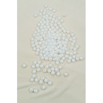 Yuvarlak Boncuk İçten Boncuklu Bileklik Çanta Boncuğu 8 mm 50 gr Beyaz - BNC470