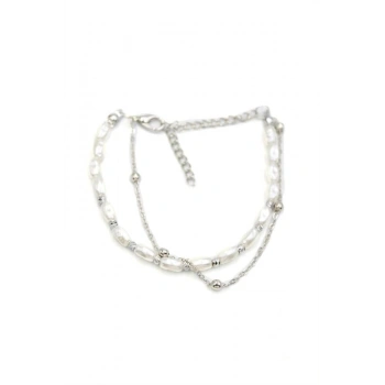 Zincirli İnci Bileklik - Gümüş