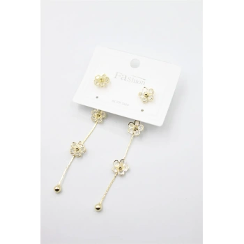 Zirkon Taşlı Küpe - Altın