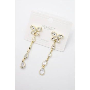 Zirkon Taşlı Küpe - Altın