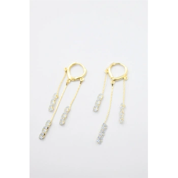 Zirkon Taşlı Küpe - Altın