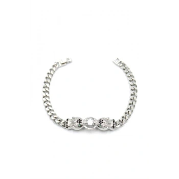 Zirkon Taşlı Leopar Bileklik - Gümüş