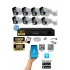 8 Kameralı AHD Full HD 9 LED 5MP Kamera Seti - 500GB HDD Dahil Gece (Renkli) Görüş