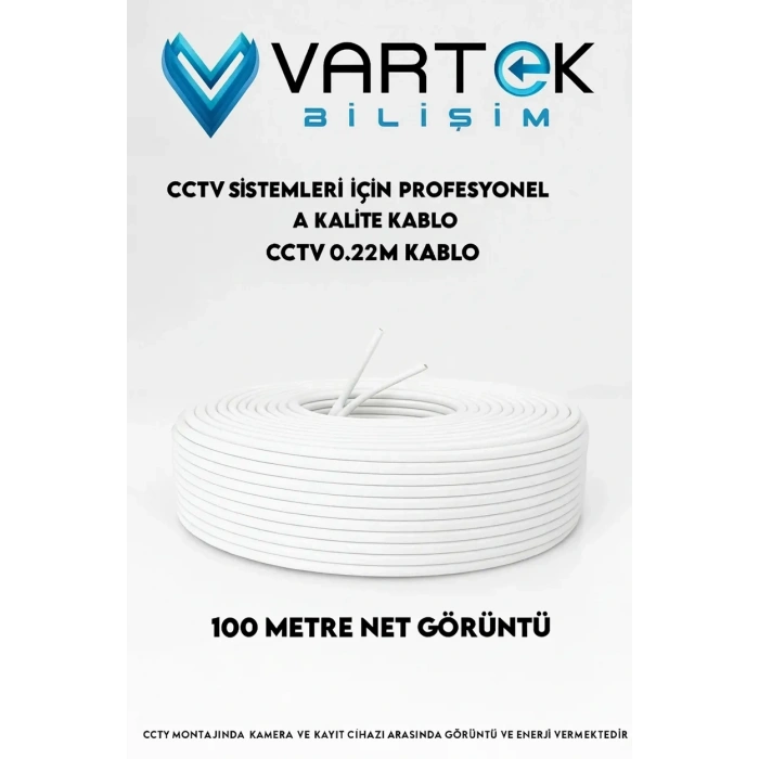 100 Metre 0.22mm CCTV 2+1 Kablo – Güvenlik Kamerası Görüntü ve Güç İletim Kablosu