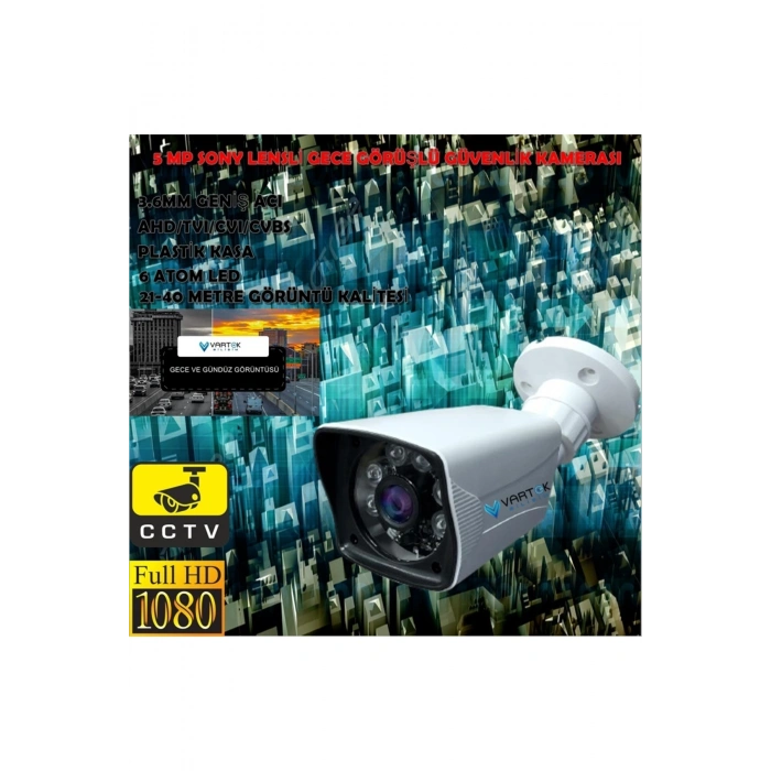 8 Kameralı 500 GB HDD 5MP Lensli 1080P FULLHD Kamera Seti - Su Gecirmez- Sabit İP Gerektirmez