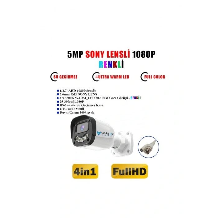 6 Kameralı Full HD Güvenlik Kamera Seti 500GB HDD 5MP Gece (Renkli) Görüşlü - Sabit IP Gerektirmez