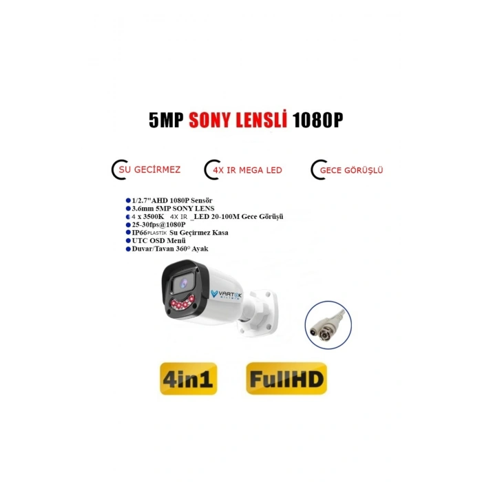 3 Kameralı Full HD Güvenlik Kamera Seti 320 GB HDD 5MP Gece Görüşlü (Siyah-Beyaz) Sabit İp Gerekmez