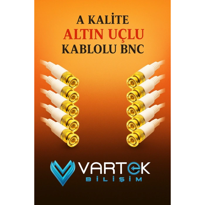 50 Adet Hazır Kablolu BNC Konnektör – CCTV Güvenlik Kamerası İçin Video ve Güç Kablosu Seti