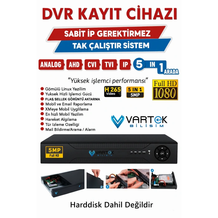 16 Kanal AHD XMeye Kayıt Cihazı – FullHD 1080N DVR Güvenlik Kamera Kayıt Sistemi