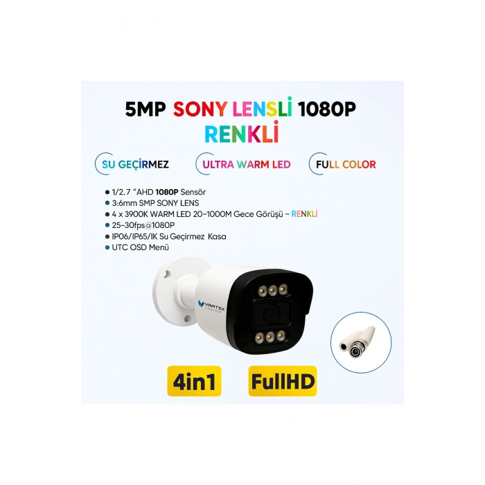 3 Kameralı 5MP Full HD Gece Renkli Güvenlik Seti (320 GB HDD)