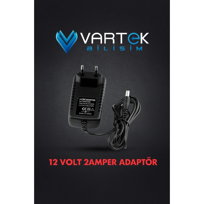 12 Volt 2 Amper Adaptör - Kamera, Modem, Led ve Elektronik Cihaz Uyumlu Güç Kaynağı
