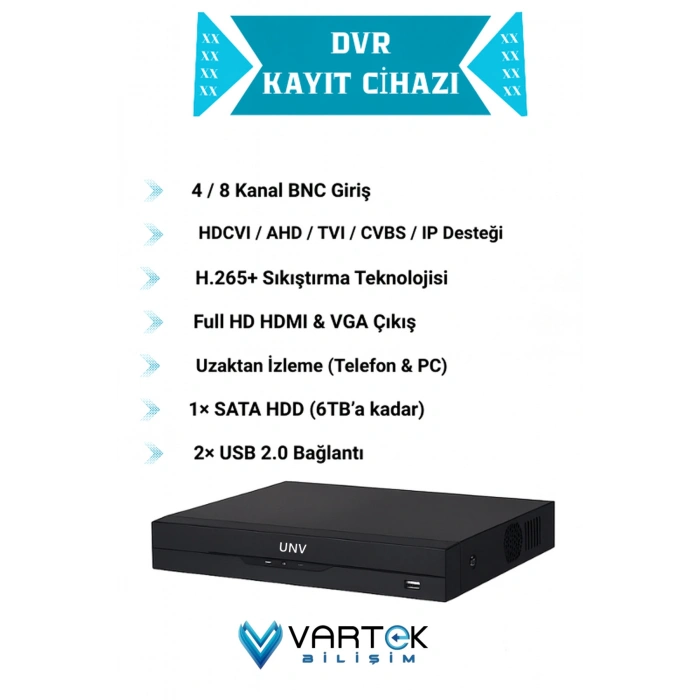 4 Kameralı Full HD 1080P AHD Kamera Seti + 250GB Hard Diskli (Sesli Kayıt) Özelliği