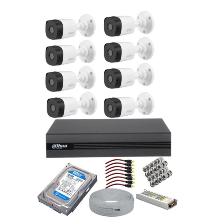 8 Kameralı Güvenlik Kamerası Full Set 1TB Hdd