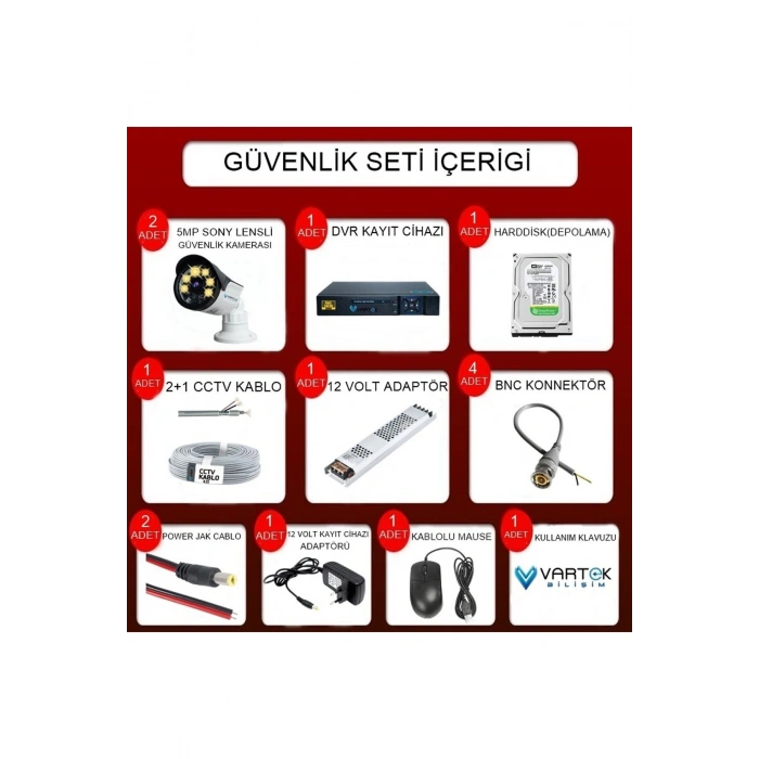 2 Kameralı Set 320 Gb Hdd Full Hd Gece Görüşlü Güvenlik Kamerası Sistemi-Sabit İp Gerektirmez