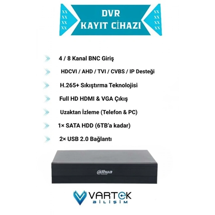 8 Kameralı 2MP Gece Renkli Güvenlik Kamerası Seti, 1000 GB HDD, FullHD İç Dış Mekan Uyumlu