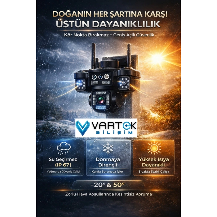 4 Kameralı Dış Mekan Wifi 8MP Ultra HD Ptz Güvenlik Kamerası + 128GB SSD Hediye