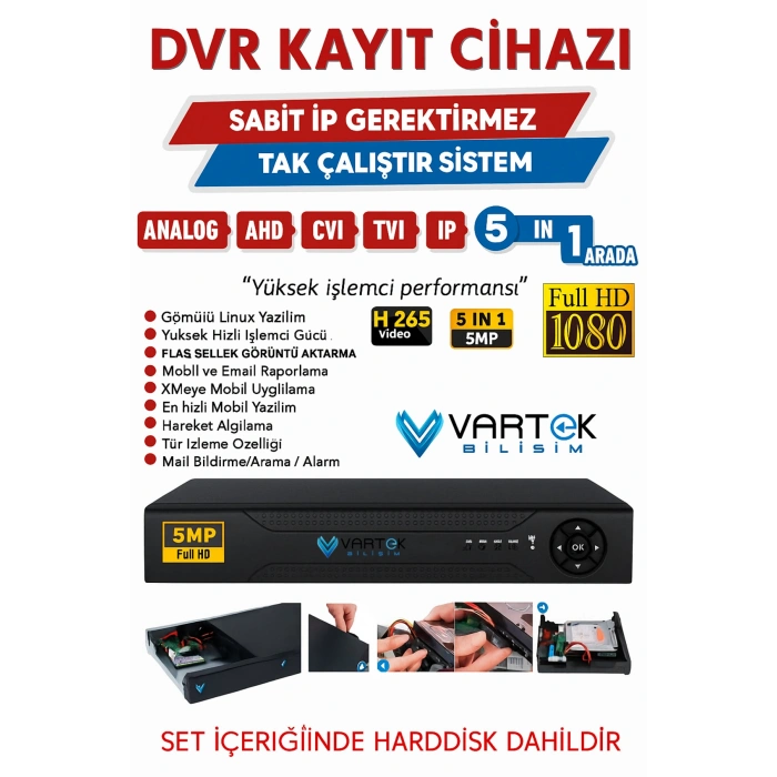 6 Kameralı Gece Görüşlü Güvenlik Kamerası Seti + 320 GB HDD