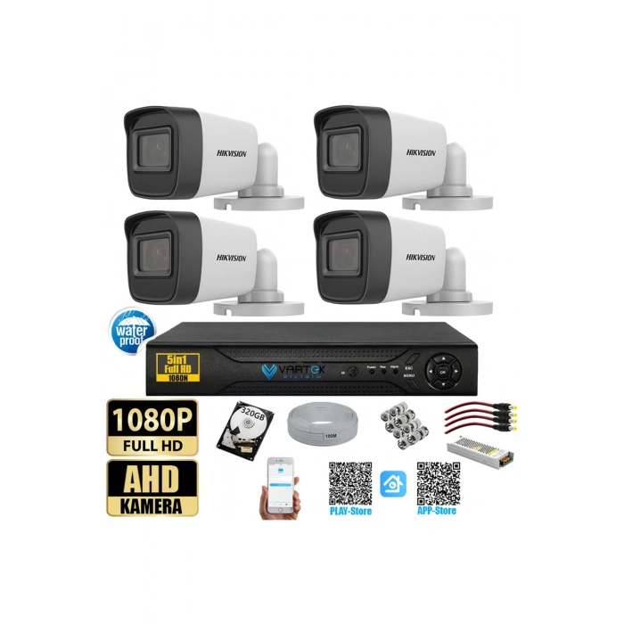 4 Kameralı Gece Görüşlü Güvenlik Kamerası Seti + 500 GB HDD
