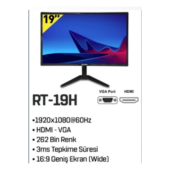 Rt-19h 19 Inç Fullhd 3ms Hdmı Vga 1920x1080 Led 60hz Monitör