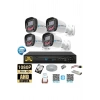 4 Kameralı Full HD Güvenlik Kamera Seti 320 GB HDD 5MP Gece Görüşlü (Siyah-Beyaz) Sabit İp Gerekmez