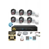 6 Kameralı Full HD Güvenlik Kamera Seti 320 GB HDD 5MP Gece Görüşlü (Siyah-Beyaz) Sabit İp Gerekmez
