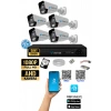 5 Kameralı AHD Full HD 9 LED 5MP Kamera Seti - 1TB HDD Dahil Gece (Renkli) Görüş