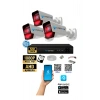 3 Kameralı AHD Full HD 9 LED 5MP Kamera Seti - 500GB HDD Dahil Gece (Siyah-Beyaz) Görüş