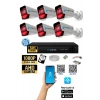 6 Kameralı AHD Full HD 9 LED 5MP Kamera Seti - 320GB HDD Dahil Gece (Siyah-Beyaz) Görüş