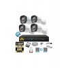 4 Kameralı Full HD Güvenlik Kamera Seti 1000 GB HDD 5MP Gece (Renkli) Görüşlü - Sabit IP Gerektirmez